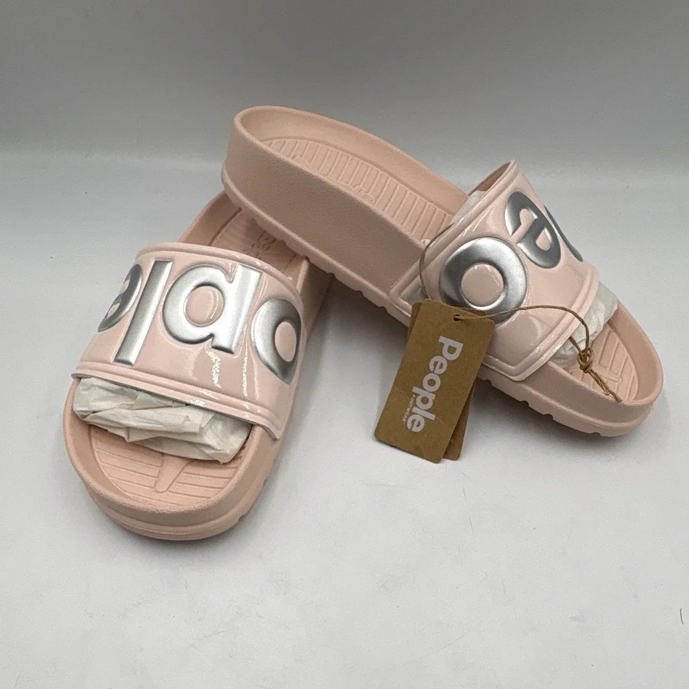 People Footwear The Lennon Slide Sandal Slip-On Metallic Silver/Pink Unisex